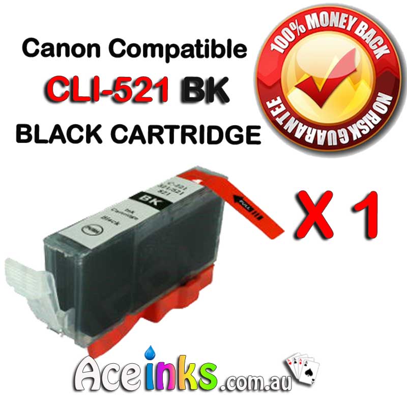 Compatible Canon CLI-521BK Black Single